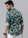 Men Spread Collar Printed Navy Blue Shirt-Lovisprint-1035-Navyblue