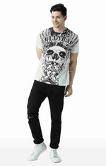 Huetrap White Mens Short Sleeve Graphic Printed Tshirt-HT15MKGRAOFW00059