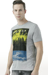 Huetrap Grey Mens Short Sleeve Graphic Printed Tshirt-HT17MKGRAGML00797