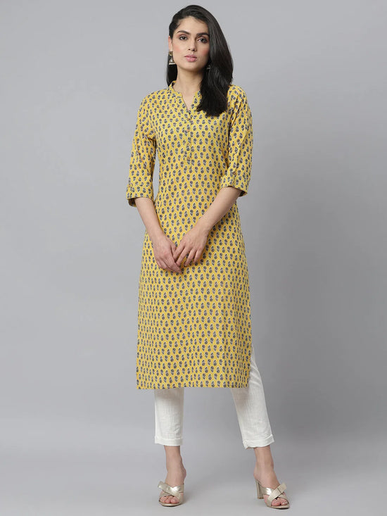 Women's Printed Cotton Blend Straight Kurta