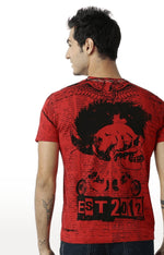 Huetrap Red Mens Short Sleeve Graphic Printed Tshirt-HT14MKGRARED00598