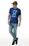 Huetrap Blue Mens Short Sleeve Graphic Printed Tshirt-HT17MKGRALNY00696