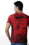 Huetrap Red Mens Short Sleeve Graphic Printed Tshirt-HT12MKGRARED00114