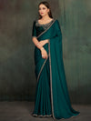 Saree Mall Women's Chiffon Teal Blue Embellished Celebrity Saree With Blouse Piece-MAHEK432A