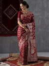 Saree Mall Women's  Blend Maroon Woven Design Designer Saree With Blouse Piece-MAHI1001