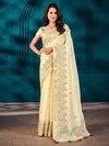 Saree Mall Women's Cotton Blend Yellow Woven Design Designer Saree With Blouse Piece-MAHIRA135401