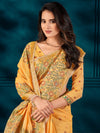 Saree Mall Women's Cotton Blend Yellow Woven Design Designer Saree With Blouse Piece-MAHIRA135405