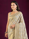 Saree Mall Women's Cotton Blend Grey Woven Design Designer Saree With Blouse Piece-MALIKA88202