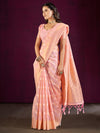 Saree Mall Women's Cotton Blend Pink Woven Design Designer Saree With Blouse Piece-MALIKA88203