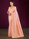 Saree Mall Women's Cotton Blend Pink Woven Design Designer Saree With Blouse Piece-MALIKA88203