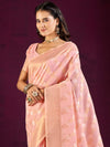 Saree Mall Women's Cotton Blend Pink Woven Design Designer Saree With Blouse Piece-MALIKA88203