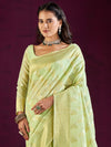 Saree Mall Women's Cotton Blend Light Green Woven Design Designer Saree With Blouse Piece-MALIKA88204