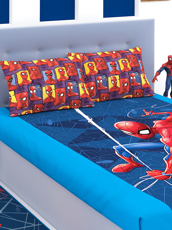 Marvel Spiderman Cotton Double Bedsheet Set- King Size-MAR-03-220-D