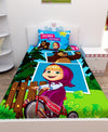 Athom Living Friends Forever Masha and The Bear Digital Printed Cotton Kids Single Bedsheet 147x223 cm with Pillow Cover-MAS-03-241-S