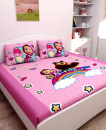 Athom Living Rainbow Bags Masha and The Bear Digital Printed Cotton Kids Double Bedsheet 270x270 cm with 2 Pillow Cover-MAS-03-242-D