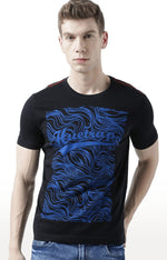 Huetrap Black Mens Short Sleeve Graphic Printed Tshirt-HT17MKGRABLK00550