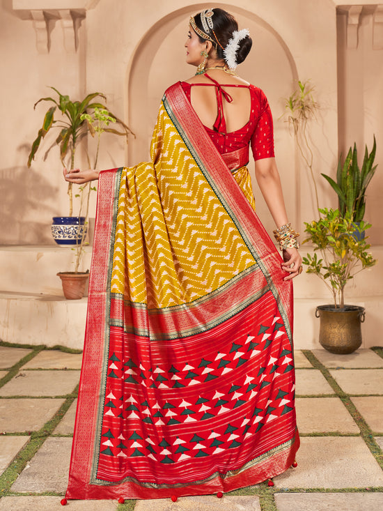 Saree Mall Women's  Blend Mustard Woven Design Designer Saree With Blouse Piece-MDHURM2007