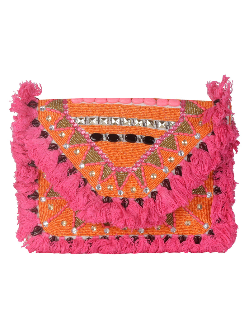 Orange Women Potli Clutch Bag For All Occassions By Maheen