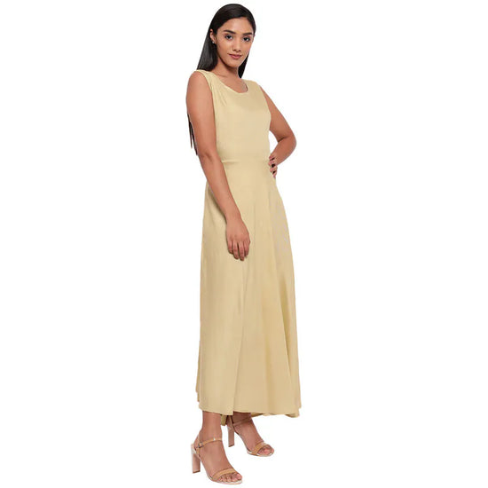 Aawari Rayon Plain Gown For Girls and Women Chikoo-AM086-Chikoo