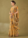 Saree Mall Women's Cotton Blend Beige Woven Design Designer Saree With Blouse Piece-MIHIKA81901