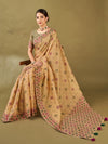 Saree Mall Women's Cotton Blend Beige Woven Design Designer Saree With Blouse Piece-MIHIKA81903