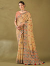 Saree Mall Women's Cotton Blend Beige Woven Design Designer Saree With Blouse Piece-MIHIKA81905