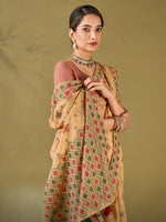 Saree Mall Women's Cotton Blend Beige Woven Design Designer Saree With Blouse Piece-MIHIKA81906