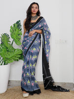 Saree Mall Women's Cotton Grey Printed Designer Saree With Blouse Piece-MINAXI1102