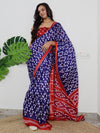 Saree Mall Women's Cotton Blue Printed Designer Saree With Blouse Piece-MINAXI1105