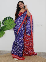 Saree Mall Women's Cotton Blue Printed Designer Saree With Blouse Piece-MINAXI1105