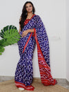 Saree Mall Women's Cotton Blue Printed Designer Saree With Blouse Piece-MINAXI1105