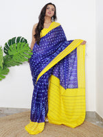 Saree Mall Women's Cotton Blue Printed Designer Saree With Blouse Piece-MINAXI1107