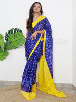 Saree Mall Women's Cotton Blue Printed Designer Saree With Blouse Piece-MINAXI1107