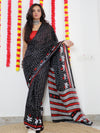 Saree Mall Women's Cotton Black Printed Designer Saree With Blouse Piece-MINAXI1210