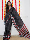 Saree Mall Women's Cotton Black Printed Designer Saree With Blouse Piece-MINAXI1210