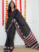 Saree Mall Women's Cotton Black Printed Designer Saree With Blouse Piece-MINAXI1210