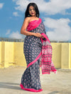 Saree Mall Women's Cotton Grey Printed Designer Saree With Blouse Piece-MINAXI1304