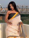 Saree Mall Women's Cotton White Printed Designer Saree With Blouse Piece-MINAXI1308