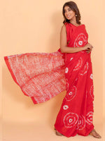 Saree Mall Women's Cotton Red Printed Designer Saree With Blouse Piece-MINAXI1606