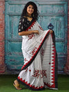 Saree Mall Women's Cotton White Printed Designer Saree With Blouse Piece-MINAXI1607