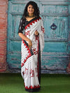 Saree Mall Women's Cotton White Printed Designer Saree With Blouse Piece-MINAXI1607