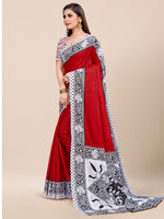 Saree Mall Women's Cotton Red Printed Designer Saree With Blouse Piece-MINAXI2003