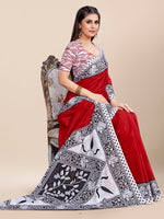 Saree Mall Women's Cotton Red Printed Designer Saree With Blouse Piece-MINAXI2003