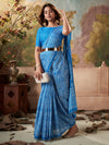 Saree Mall Women's Cotton Light Blue Embellished Designer Saree With Blouse Piece-MINAXI2501