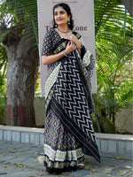 Saree Mall Women's Cotton Grey Printed Designer Saree With Blouse Piece-MINAXI3602