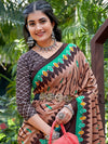 Saree Mall Women's Cotton Brown Printed Designer Saree With Blouse Piece-MINAXI3701