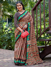 Saree Mall Women's Cotton Brown Printed Designer Saree With Blouse Piece-MINAXI3701