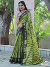 Saree Mall Women's Cotton Olive Printed Designer Saree With Blouse Piece-MINAXI3702