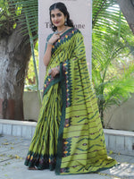 Saree Mall Women's Cotton Olive Printed Designer Saree With Blouse Piece-MINAXI3702