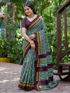 Saree Mall Women's Cotton Sea Green Printed Designer Saree With Blouse Piece-MINAXI3801